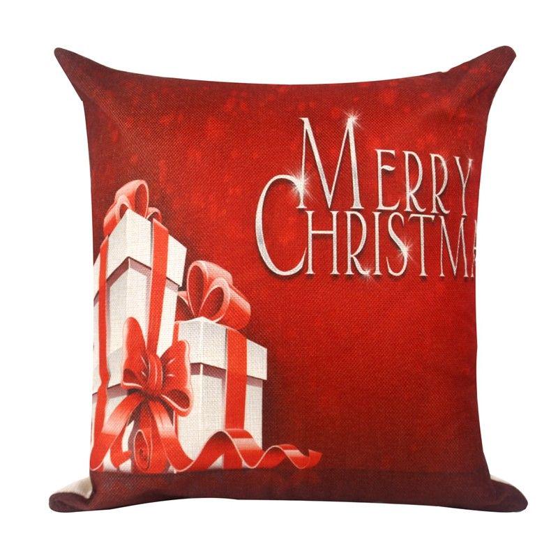 Luxurious 18'' Xmas Cotton Pillow Case Linen Cushion Cover For Merry Christmas Home Decoration