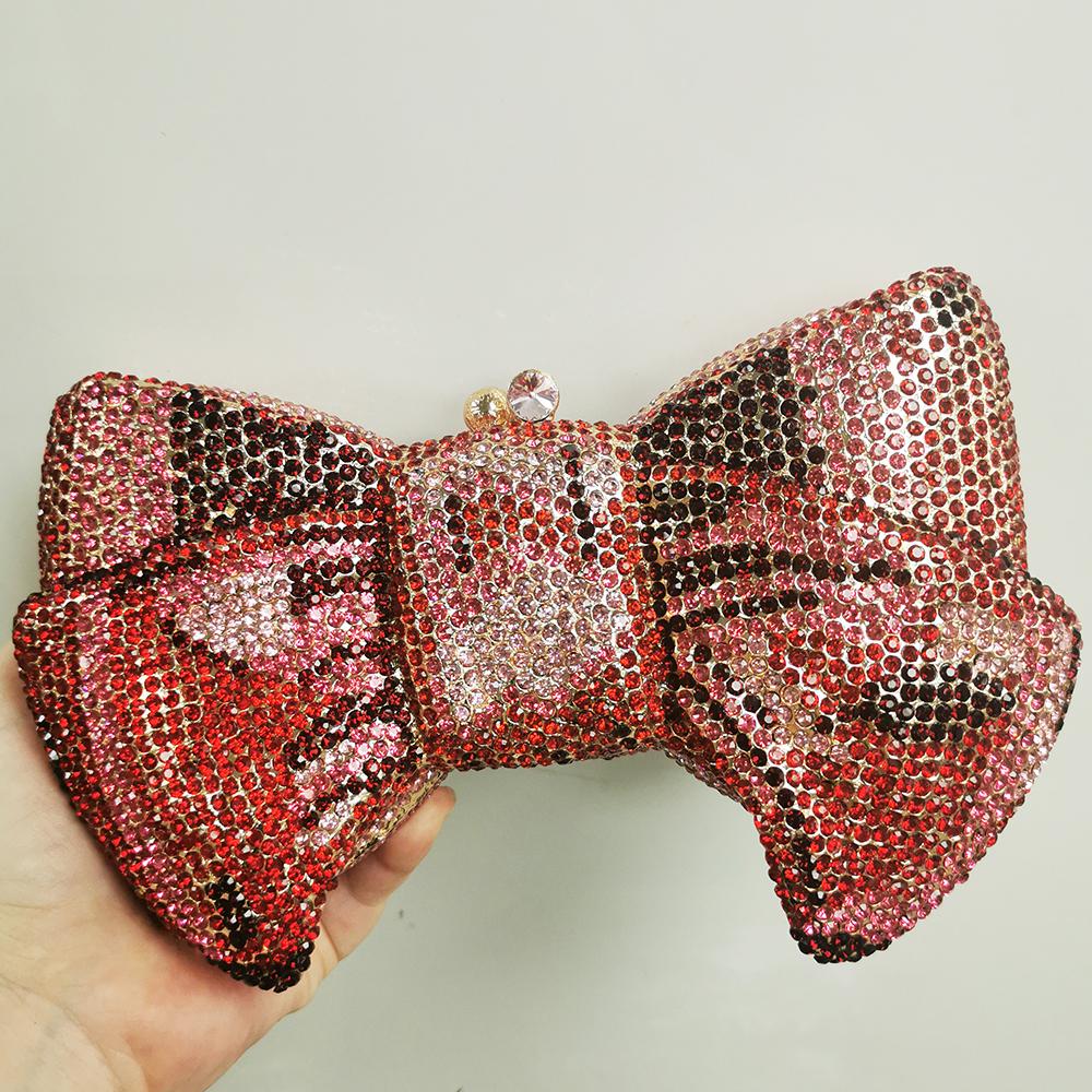 Schleifenform Blaue Strass-Abend-Clutch Tasche Luxus Damen Diamant-Portemonnaie Kristalltaschen Hochzeitsfeier Abschlussball-Portemonnaies und Handtaschen
