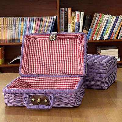 Cesti in PP Rattan Retrò Cesto da Picnic per Conservazione Valigia in Rattan con Manico Scatola Regalo Cesto Intrecciato per Cosmetici Organizzazione Conservazione