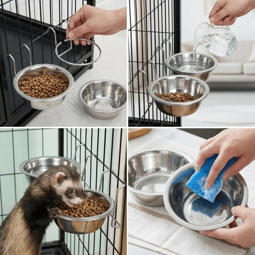 2PCS Large Capacity Hanging Dog Bowl Single Hanging Feeding Bowl Cage Daily Feeding
