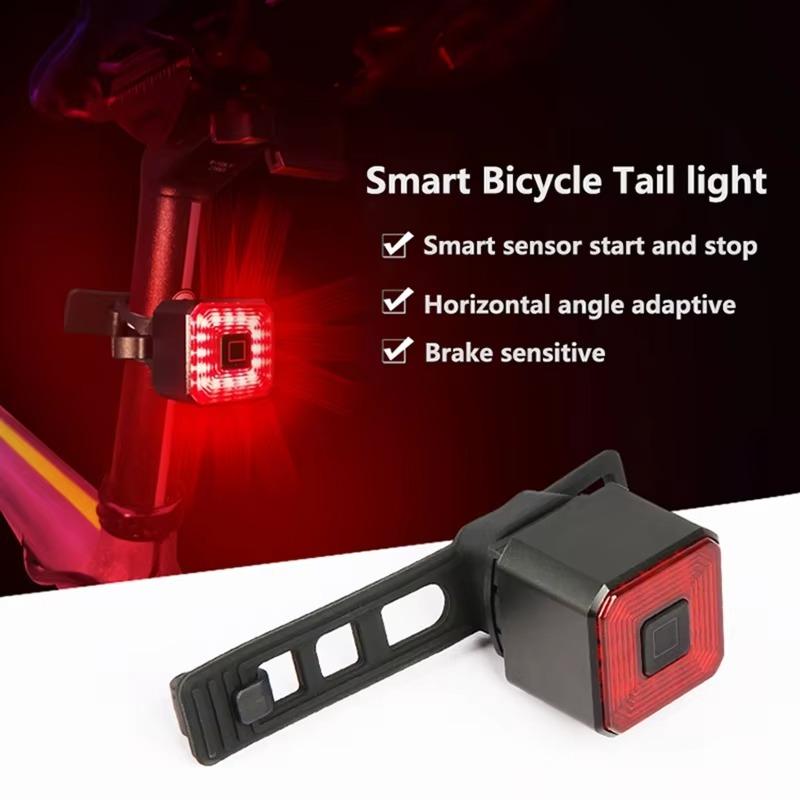 Smart Bicycle Brake Light Usb Rechargeable Auto Stop Led Tail Lamp Ipx6 Waterproof Rear Cycling Safety Warning Light