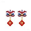 Red lion dance earrings, new Chinese style earrings, women's autumn and winter Chinese New Year festive earrings
