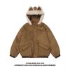 51 Hip-Hop Trendy Brand Retro Suede Cat Ear Hooded Cotton Jacket for Men, Winter Thickened American-Style Fur Collar Padded Cotton Coat