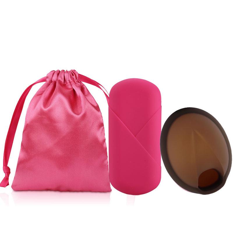 Silicone Menstrual Disc Cup with Storage Box and Built-in Handle for Women