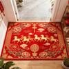 Chinese Style Carpet Red Horse Pattern Carpet Chinese New Year Living Room Entrance Non Slip Mat Home Decoration Rug
