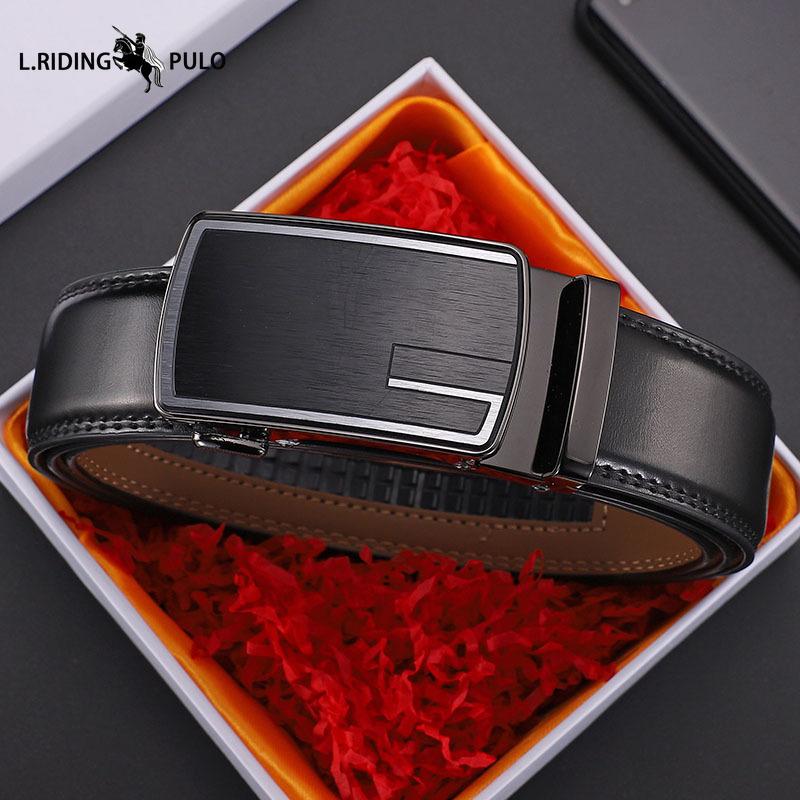Pánský opasek vysoké kvality Pravá kůže Automatická přezka Hovězí opasek Opasek pro mladé muže