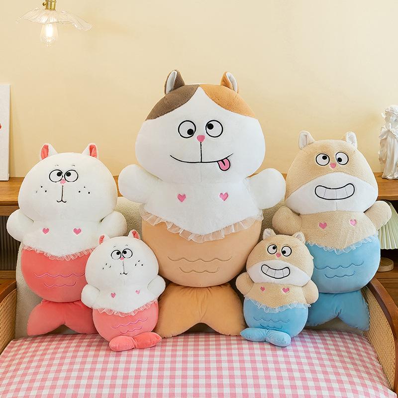 Creative cat doll mermaid plush toy cute large strip throw pillow gift bed cushion