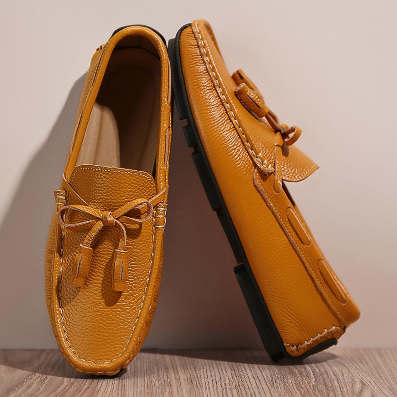 Freizeitschuhe Herren Bequem Echtes Leder Herren Quasten-Loafer Handgefertigtes Design Flats Sneakers Slipper Lazy Driving Marke Herren