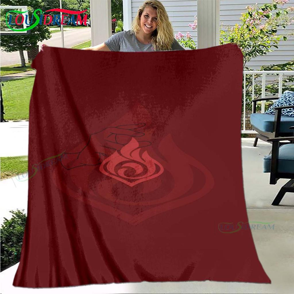 Hot Genshin Impact Runes Pattern Blanket Flannel Thin Blanket Portable Home Travel Office Lunch Break Blanket Birthday Gift