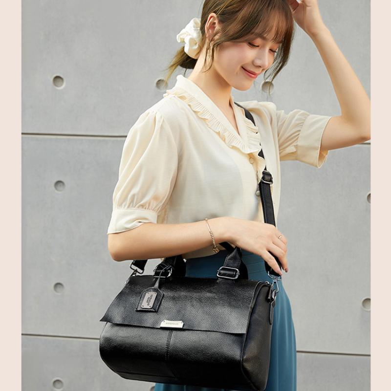 Luksusowa damska skórzana torba na ramię w stylu retro, duża pojemność, damska torba typu crossbody w jednolitym kolorze