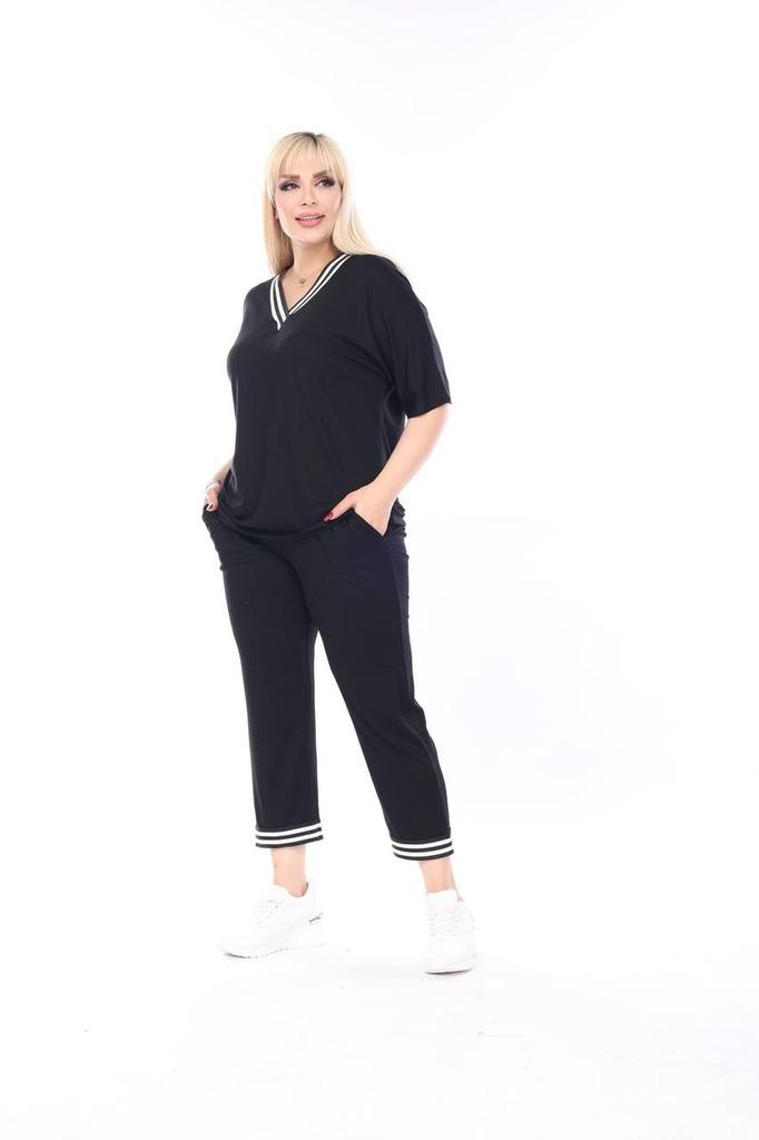 Damski Modny Zestaw Dresowy w Dużym Rozmiarze Odzież Plus Size Super Wygodny Prążkowany Garnitur Nowy Sezon