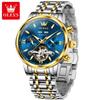 OLEVS Watches for Men Skeleton Flywheel Automatic Mechanical Men's Watches 24 Hour Moon Phase Waterproof Luxury Man Watch 6740