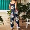 Tuta da Donna Stampa Casual Ampia Vintage Spallina Cotone Lino
