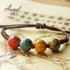 Unique Ceramics Adjustable Braided Rope Bracelet Bangle