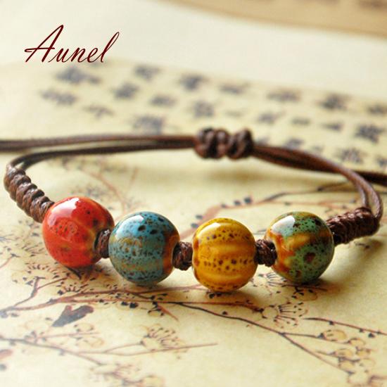 Unique Ceramics Adjustable Braided Rope Bracelet Bangle