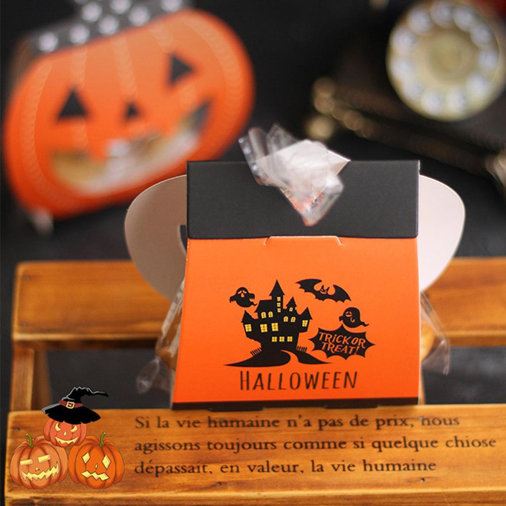 DIY 24Pcs Halloween Pumpkin Paper Bag Party Supplies Gift Box Candy Box Favor Boxes