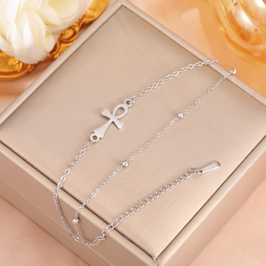 Cazador Amulet Egypt Ankh Cross Charm Bracelets for Women Stainless Steel Egyptian Cross Hand Bracelet Vintage Jewelry Gift 2026