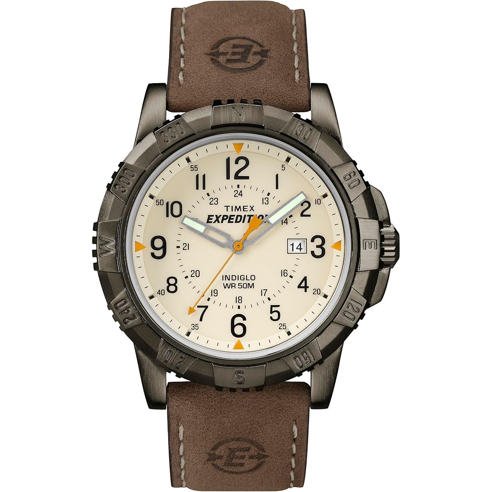Timex Expedition Прочные металлические часы Коричневый/Натуральный кожаный ремешок Водонепроницаемость 50 м