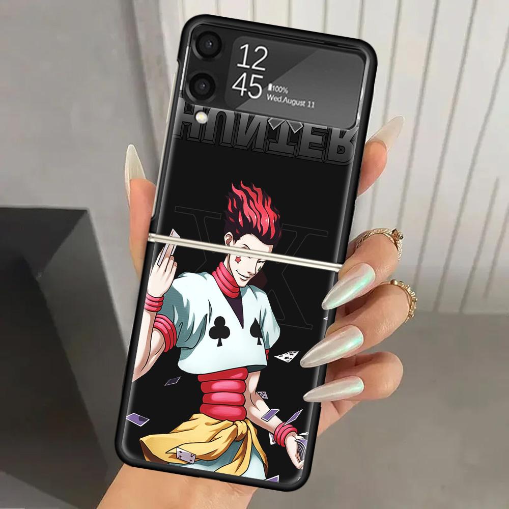 

Hunter HXH Hisoka Hard PC Phone Case For Samsung Galaxy Z Flip 6 5 4 3 Black Cover ZFlip6 Flip5 Flip4 5G Foldable Print Cases Samsung Z Flip