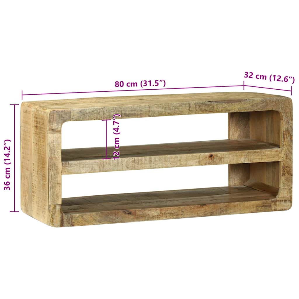 TV Cabinet with Shelf Brown 80 X 32 X 36 Cm Solid Mango Wood