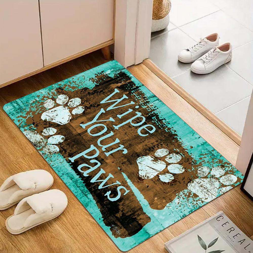 Paw Print Pattern Carpet Mat Rug Non-Slip Area Rug Home Decoration for Entryway Living Room Bedroom Decor Welcome Mat