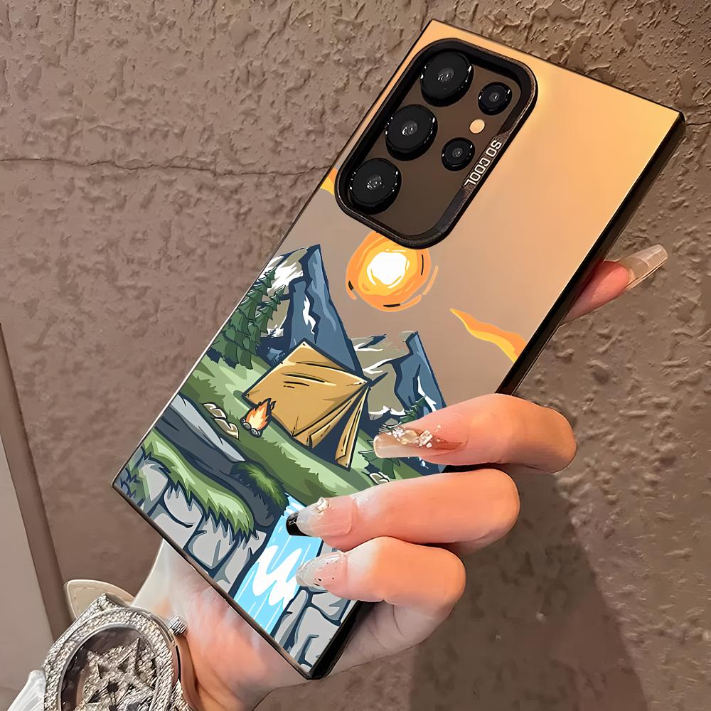 Mountain Graffiti Phone Case For Samsung Galaxy S25 Edge S24 S23 S22 S21 S20 Ultra Funda Silicone Silver Cover