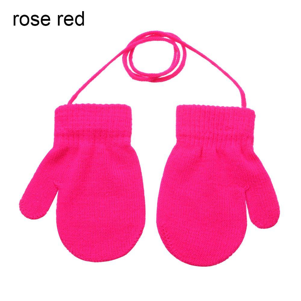 

Winter Baby Boys Girls Anti-lost Thick Warm Kids Gloves Knitted Mittens Sports Gloves рожевий червоний колір