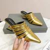 Fashion Fashionable Retro Versatile Thick Kitten Heel Fashion Baotou Half Slippers Women Wear Pointed Toe Cool Mopping in Autumn