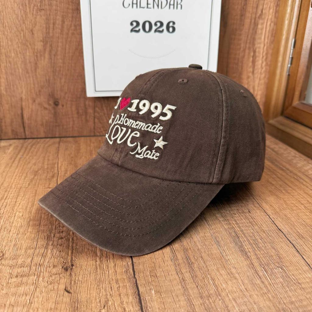 ins blogger autumn and winter baseball cap washed old retro love star three-dimensional embroidery cap