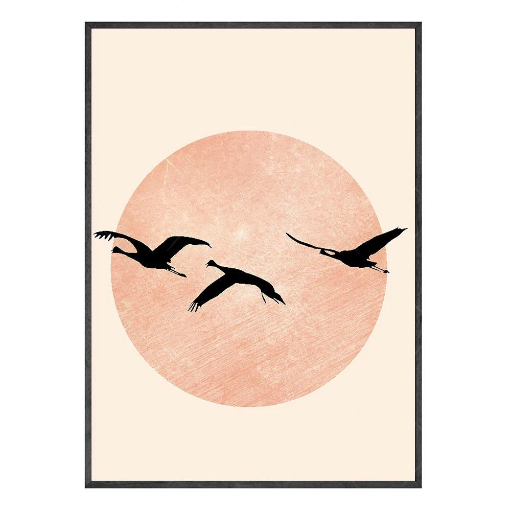 Boho Monstera Palmblatt Wandbilder Sonne Mond Wandposter Liniengeometrie Poster Dekoration Abstrakte Kunst Malerei Wanddeko