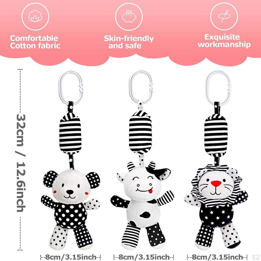 Baby Pram Toys Sensory Animals Develops Visual Skills Newborn for Crib Mobile Hanging Rattles