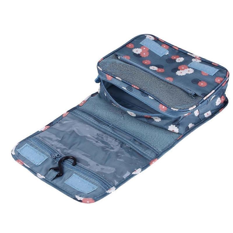 Multifunctional Hanging Style Flowers Pattern Travel Toiletry Pouch Wash Gargle Bag, Folding Size: 24.5 x 20.5 x 2.2cm