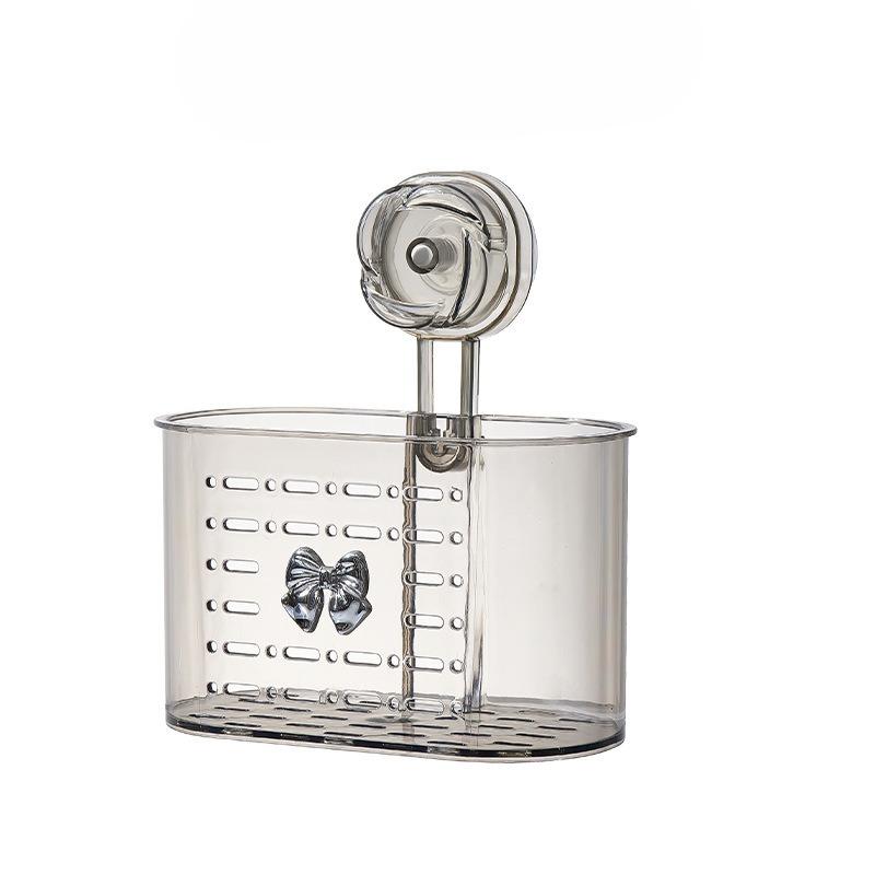 

Полка для хранения на присосках для ванной комнаты без сверления, Коробка для хранения в ванной комнате с полым дном для дренажа, Подставка для хранения косметики и ювелирных изделий серый