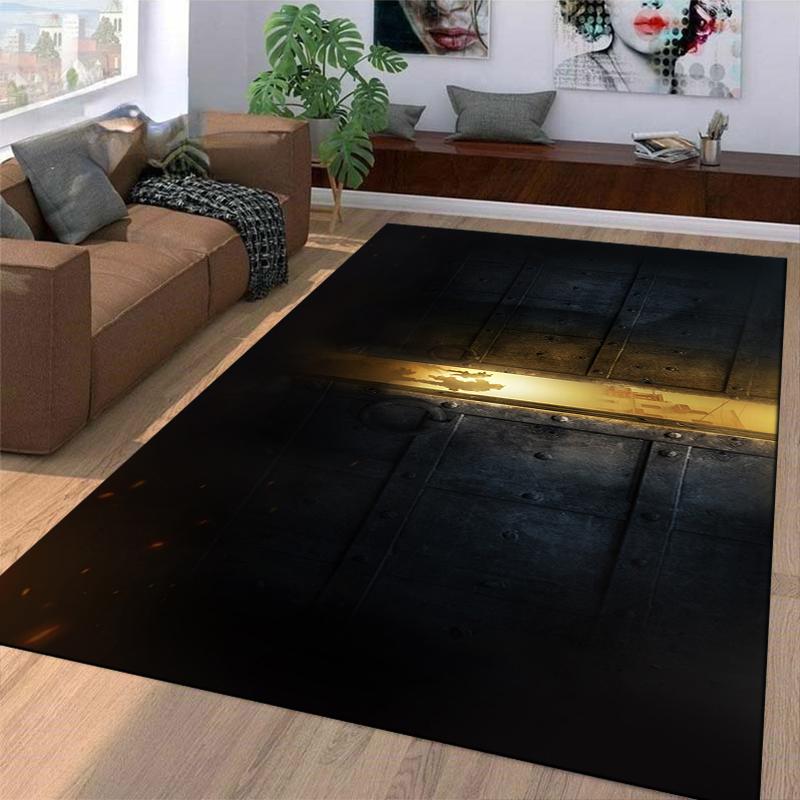 Mysterious Adventure Rug with Doorway Silhouettes Suitable for use as an anti-slip game mat for living room and bedroom sofas