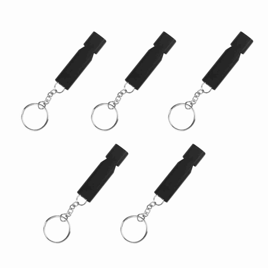 5 Pcs Aluminum Alloy Whistle with Keychain Outdoor Emergency Survival for Camping Hiking Hunting Fishing
