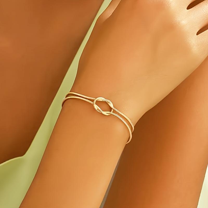 European and American Luxury Minimalist Snake Bone Double-Layer Knotted Bracelet