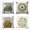 Pillow Cover Nordic Ins Pillow Summer Yellow Lemon Square Print Pillow Cover Cushion