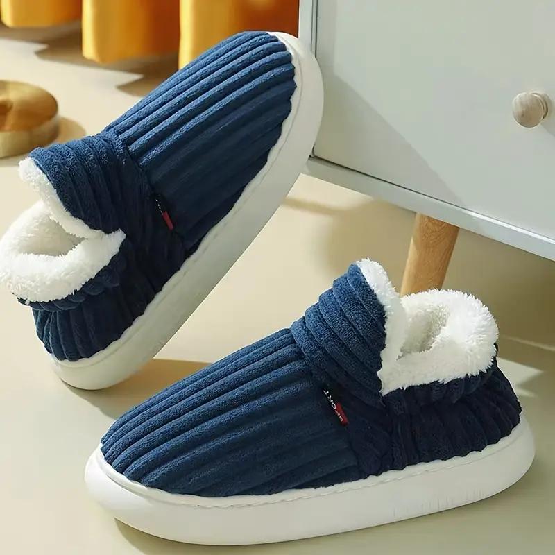 Winter Plush-Lined Slipper Boots for Women - Thick Sole, Indoor/Outdoor Warmth, Soft Fabric,EVA Sole, Hand Washable