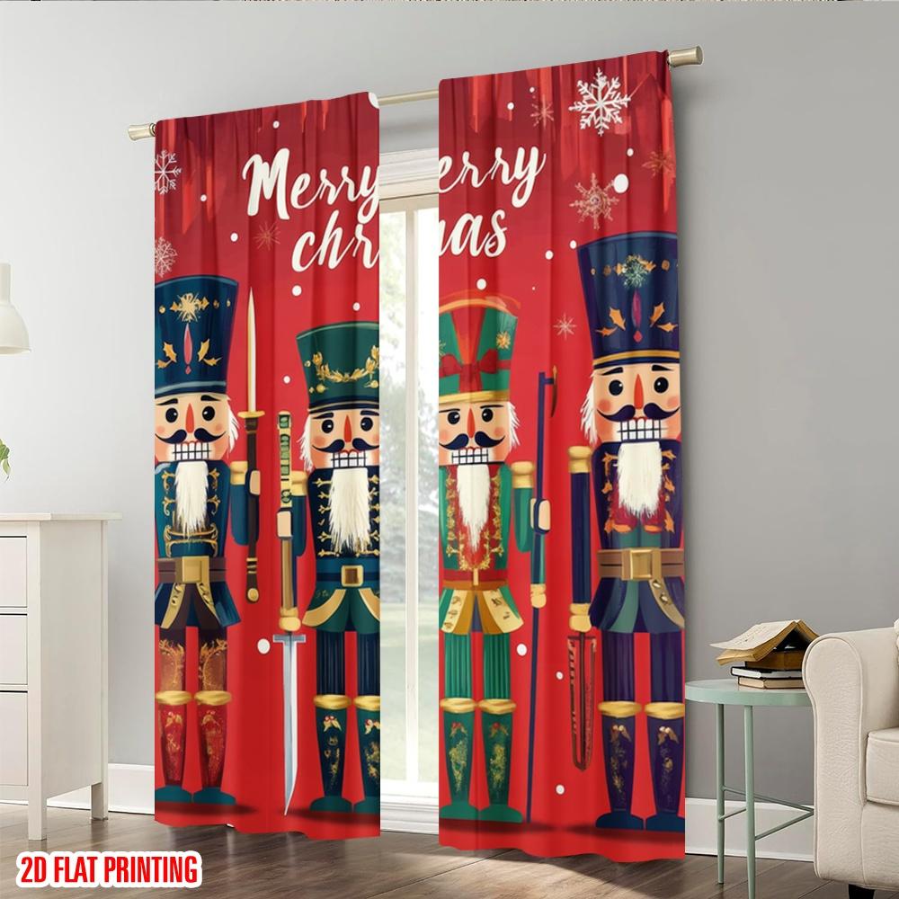 Plane Printing Curtain Fabric Nutcracker Quartet Versatile Polyester Without Rod Home Decor Use Bedroom Living Curtains Set Of 2 Made