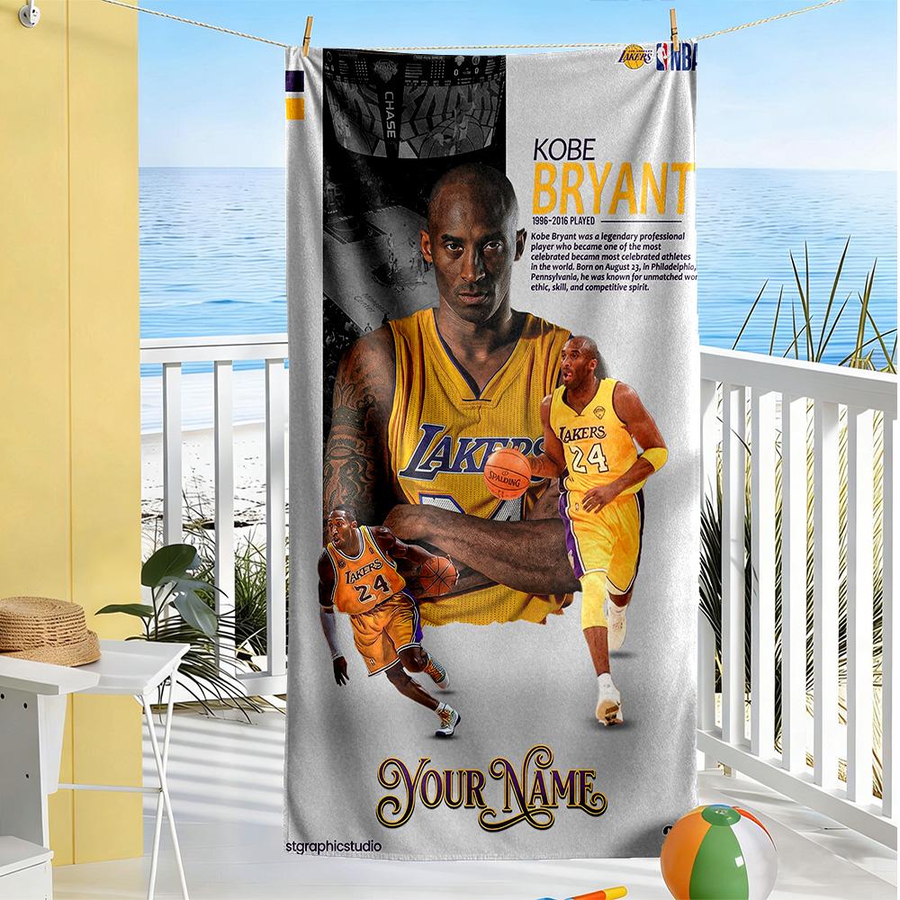 Kobe Customize Your Name Beach Towel Quickdry Soft Microfiber For Beach Bathroom Outdoor Swimming Pool Camping Picnic Yoga Diving Vacation Accessories