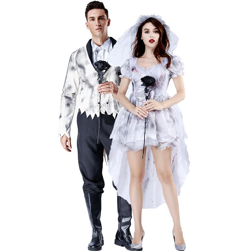 Vampire Evil Hell Ghost Bride, Halloween Costume, Play-as-a-ghost-grey-girl Dress, Uniform