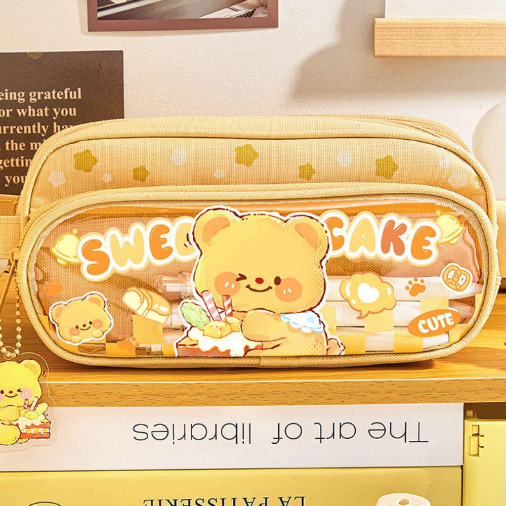 Large Capacity Candy Colored Pencil Bag Dopamine Pencil Case Stationery Storage Bag  Students