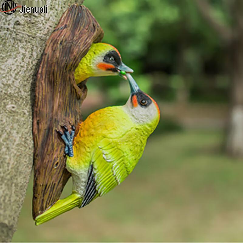 JNL Outdoor Resin Bird & Woodpecker Sculptures