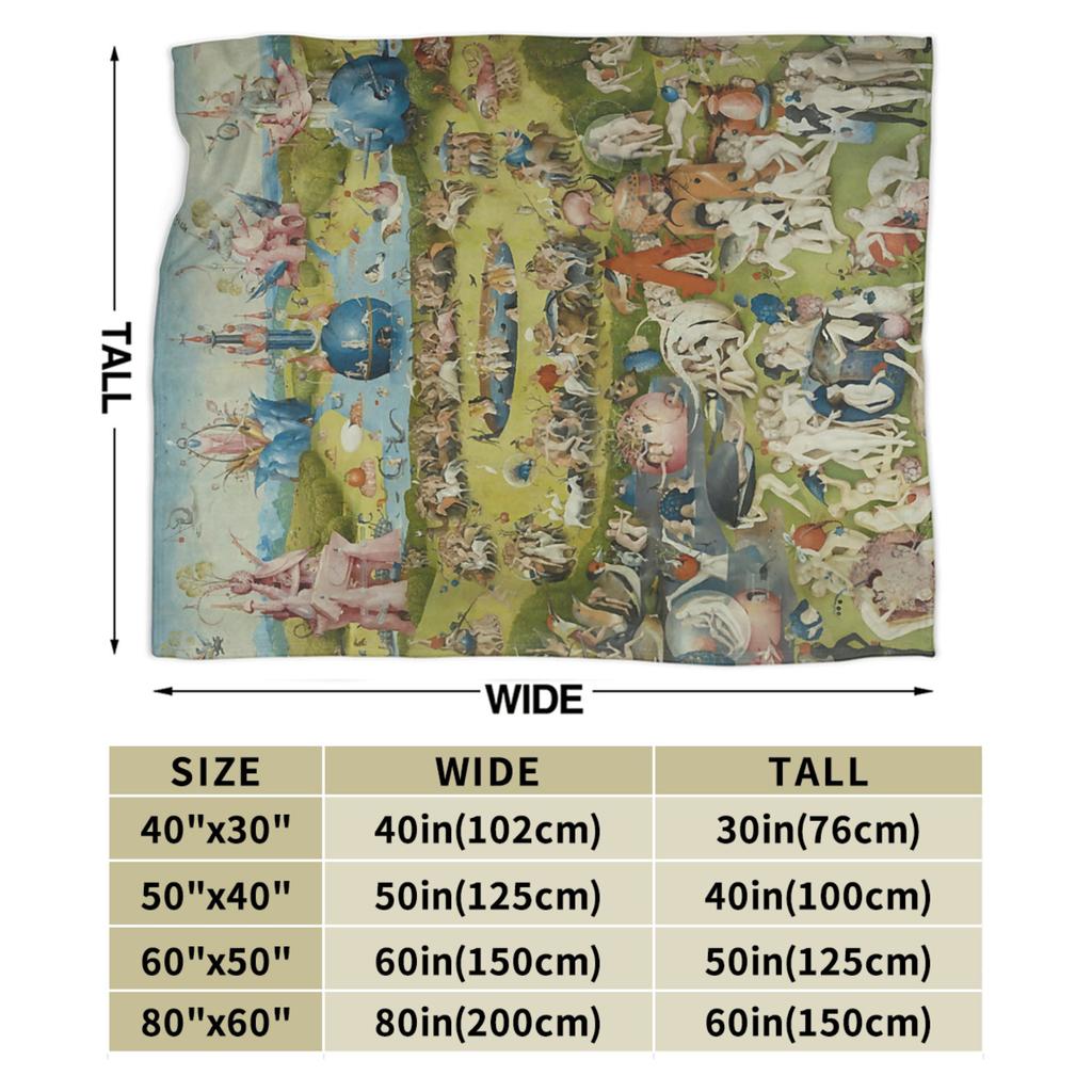 Hieronymus-Bosch Le Jardin des Délices Terrestres Couverture Tricotée Velours Art Super Douce Couverture Jetée pour Couvre-lits Couette
