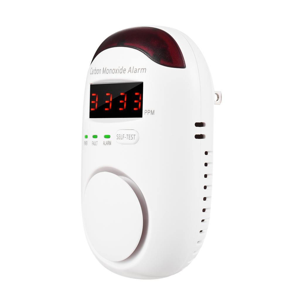 Plug-in Type Carbon Monoxide Alarm CO Detector Monitor with LED Digital Display Voice Alert for