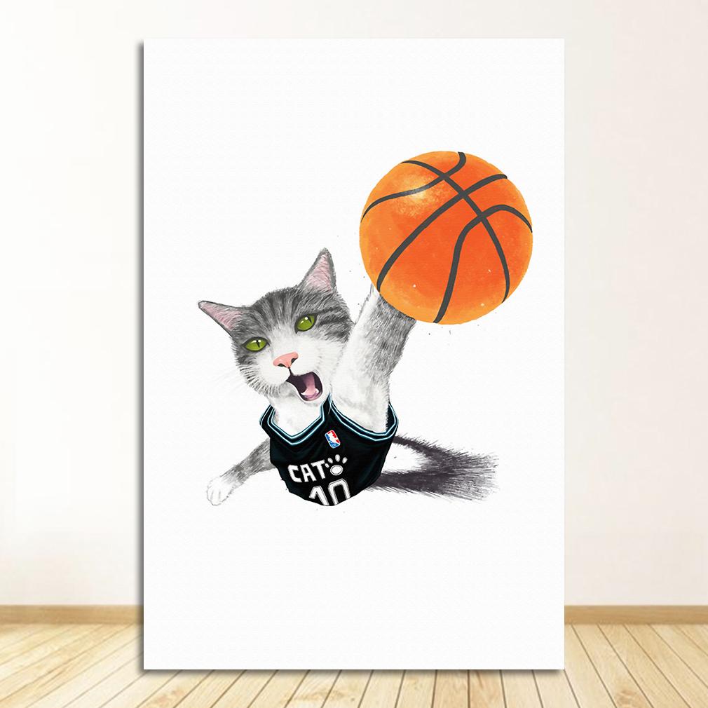Canvas Poster and Print Nursery Decorative Picture Painting Nordic Baby Kid Bedroom Decoration Kawaii Funny Animal Cat Wall Art