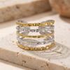 Multi-Style Sun Stainless Steel Open Ring Set for Women Vintage Hammered Twisted Rings Party Stackable Jewelry Gift