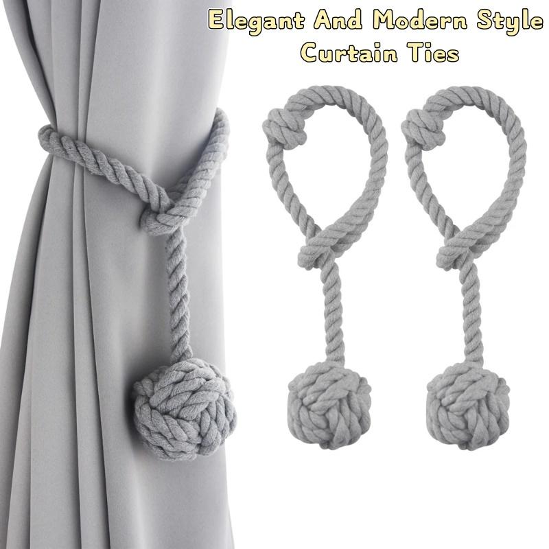 1PC/2PCS Modern Style Curtain Tiebacks Curtain Ties Handmade Natural Round Rope Home Decoration Window Curtain Buckles