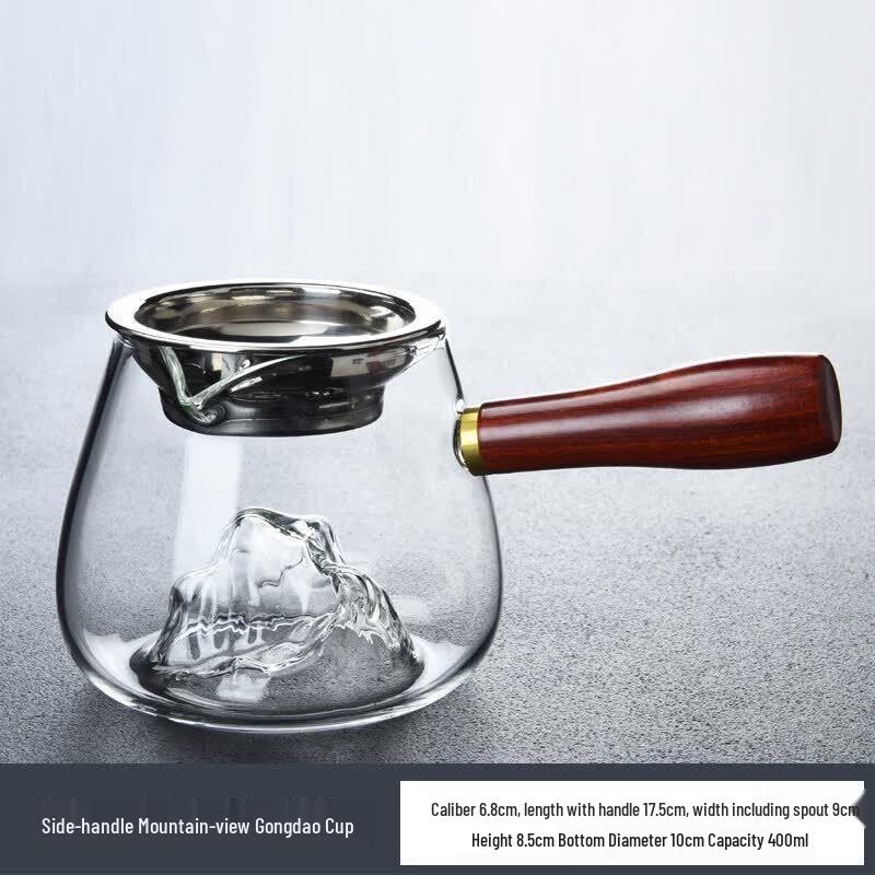 Qiwei Vintage Grid Glass Tea Pitcher with Wooden Handle