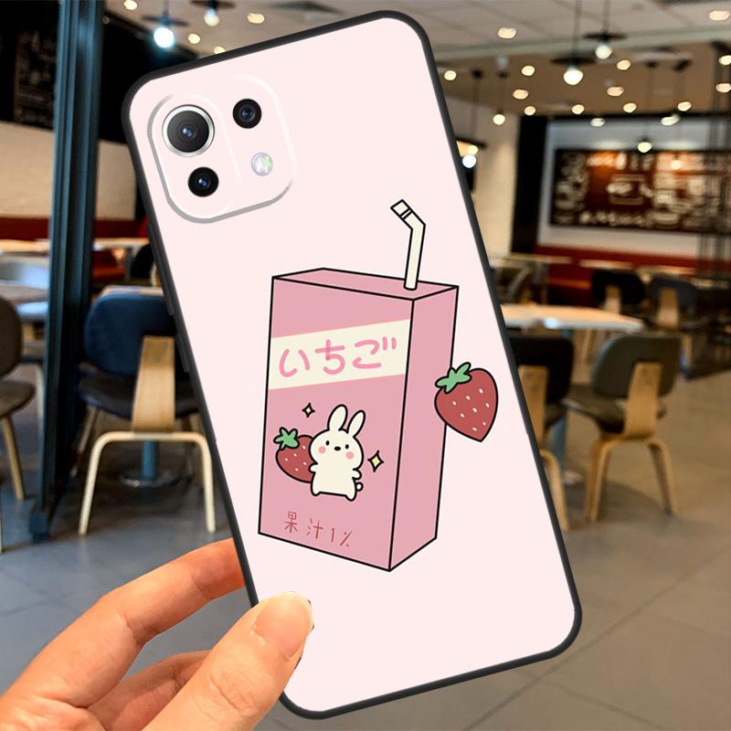 Cute Strawberry Milk Box Case For Xiaomi 14T 11T 12T 13T Pro 13 14 15 Ultra POCO X7 Pro X3 X5 X6 F5 F6 M6 Pro Coque